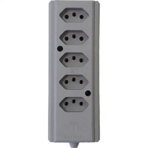 Tomada Barra Interneed   Quintupla 10/20A 2 Polos +Terra Cinza 66682