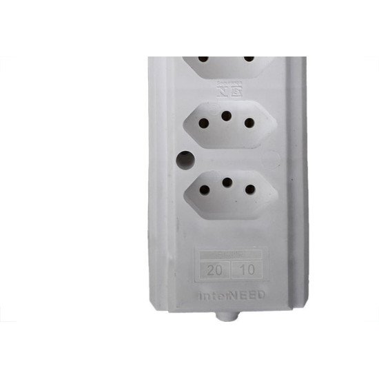 Tomada Barra Interneed   Quintupla 10/20A 2 Polos +Terra Branca 66651