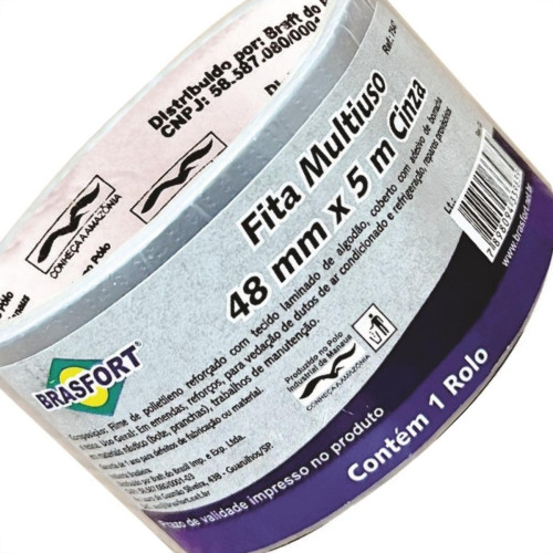 Fita Silver Tape Brasfort Multiuso 48 X 5M Cinza 7547 Fita Silver Tape Brasfort Multiuso 48 X 5M Cinza 7547
