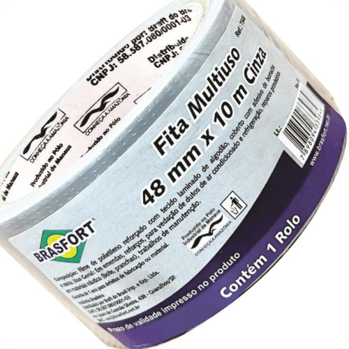 Fita Silver Tape Brasfort Multiuso 48 X 10M Cinza 7548 Fita Silver Tape Brasfort Multiuso 48 X 10M Cinza 7548