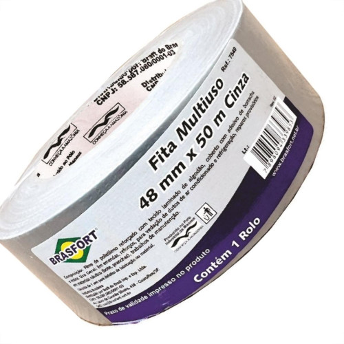 Fita Silver Tape Brasfort Multiuso 48 X 50M Cinza 7549 Fita Silver Tape Brasfort Multiuso 48 X 50M Cinza 7549