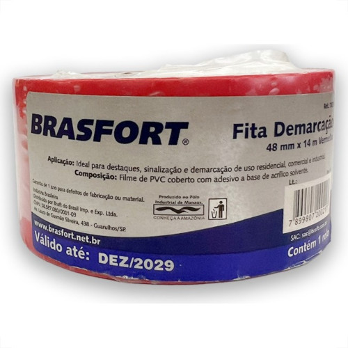 Fita Demarcacao Solo Brasfort 48X14M Vermelha 7639