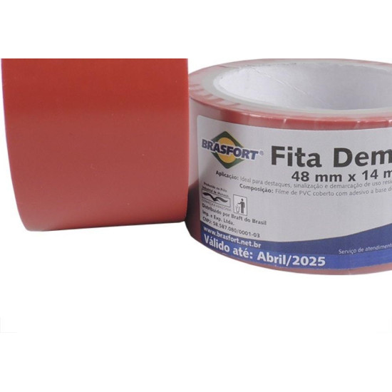 Fita Demarcacao Solo Brasfort 48X14M Vermelha 7639 Fita Demarcacao Solo Brasfort 48X14M Vermelha 7639