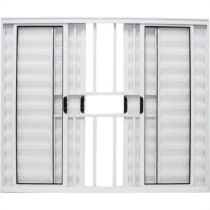 Janela Veneziana 6 Folhas Hikari Branca 1 X 2M Com Grade Vc37