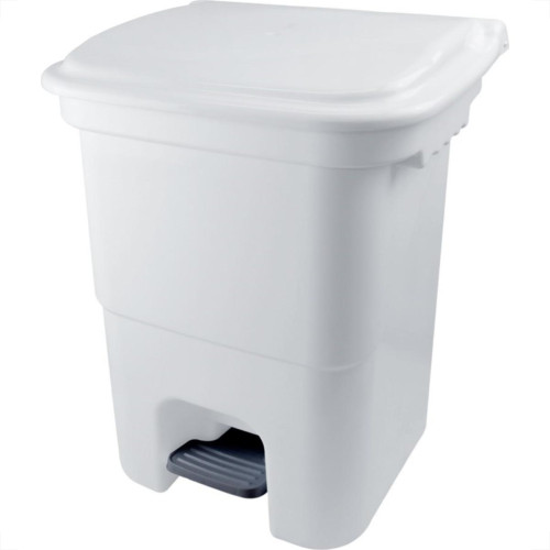 Lixeira Plasvale Com Pedal 50L Branca Quadrada Lixeira Plasvale Com Pedal 50L Branca Quadrada