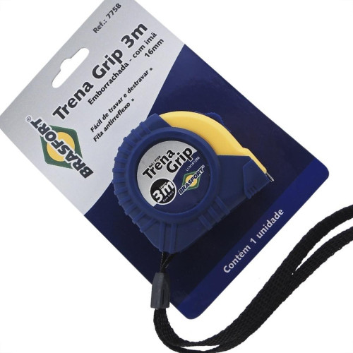 Trena Brasfort Emborrachada Grip 3M/16Mm Com Trava 7758 Trena Brasfort Emborrachada Grip 3M/16Mm Com Trava 7758