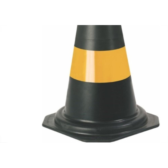 Cone Flexivel Plastcor Plastico Preto Refletivo 50Cm 