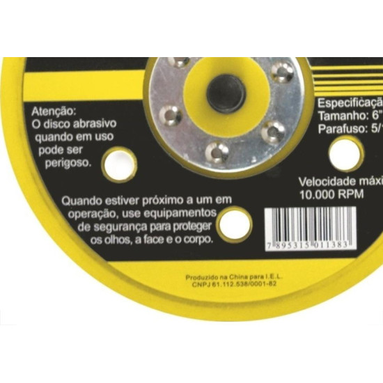 Disco Borracha Eda Para Lixadeira 5 Furo 5'' Com Velcro 90Y Disco Borracha Eda Para Lixadeira 5 Furo 5'' Com Velcro 90Y
