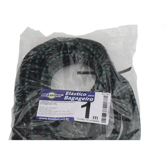 Elastico Para Bagageiro Brasfort 1,00M Garra Pvc 7617 - Kit C/10 Elastico Para Bagageiro Brasfort 1,00M Garra Pvc 7617 - Kit C/10