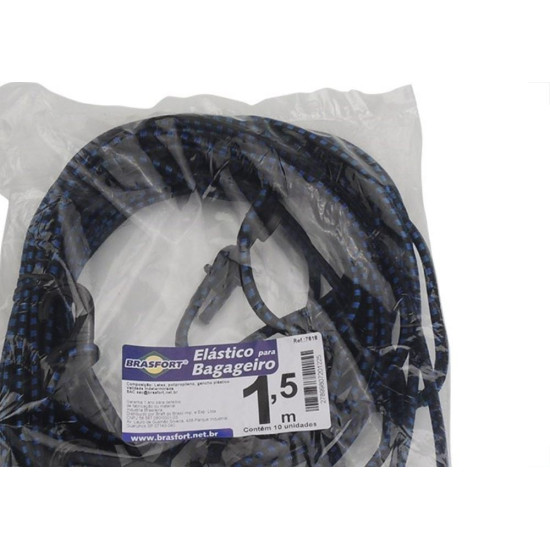 Elastico Para Bagageiro Brasfort 1,50M Garra Pvc 7618 - Kit C/10 Elastico Para Bagageiro Brasfort 1,50M Garra Pvc 7618 - Kit C/10