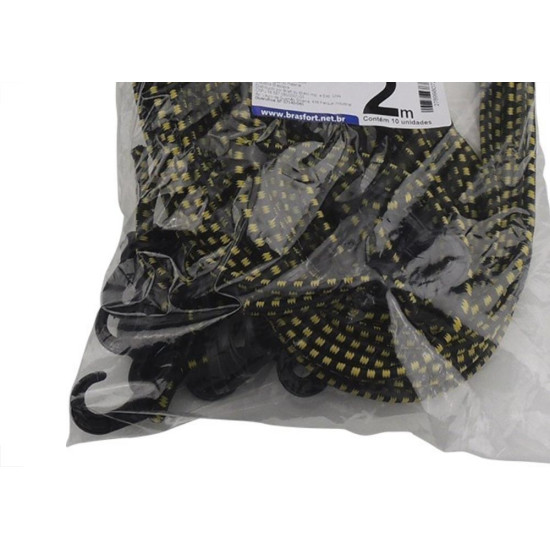 Elastico Para Bagageiro Brasfort 2,00M Garra Pvc 7619 - Kit C/10 Elastico Para Bagageiro Brasfort 2,00M Garra Pvc 7619 - Kit C/10