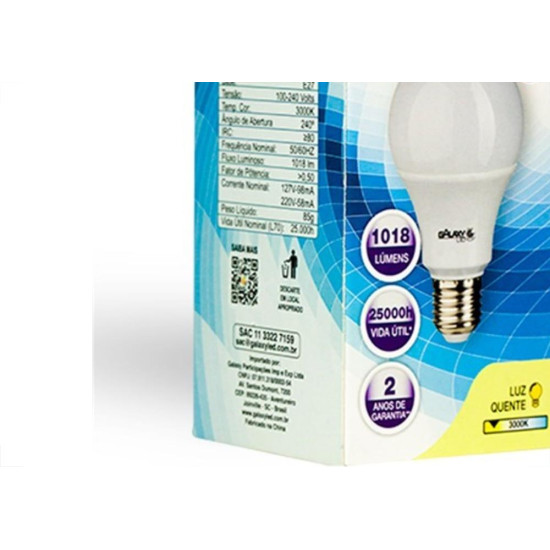 Lampada Led Bulbo Galaxy A60 12W 3000K 1009R Lampada Led Bulbo Galaxy A60 12W 3000K 1009R