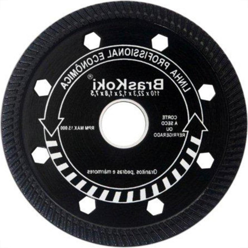 Disco Diamantado Braskoki 110Mm Turbo Jet Preto Seco Agua 