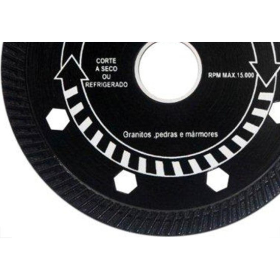 Disco Diamantado Braskoki 110Mm Turbo Jet Preto Seco Agua 