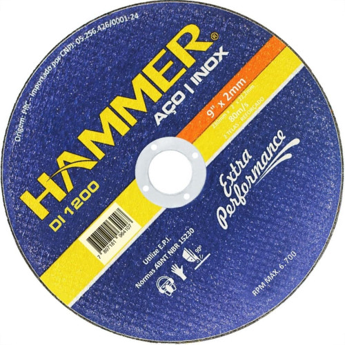 Disco De Corte Para Inox Hammer 9 X 2,0Mm Gydi1200 Disco De Corte Para Inox Hammer 9 X 2,0Mm Gydi1200