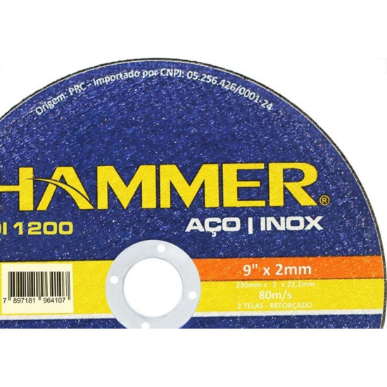 Disco De Corte Para Inox Hammer 9 X 2,0Mm Gydi1200 Disco De Corte Para Inox Hammer 9 X 2,0Mm Gydi1200