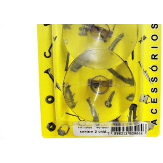 Cartela Ventosa Silicone Preguim 45Mm Com 02 Pecas  - Kit C/10 