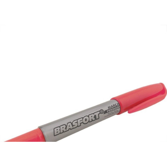 Caneta Marcacao Permanente Brasfort Ponta Fina Vermelha 7853 - Kit C/12 Caneta Marcacao Permanente Brasfort Ponta Fina Vermelha 7853 - Kit C/12