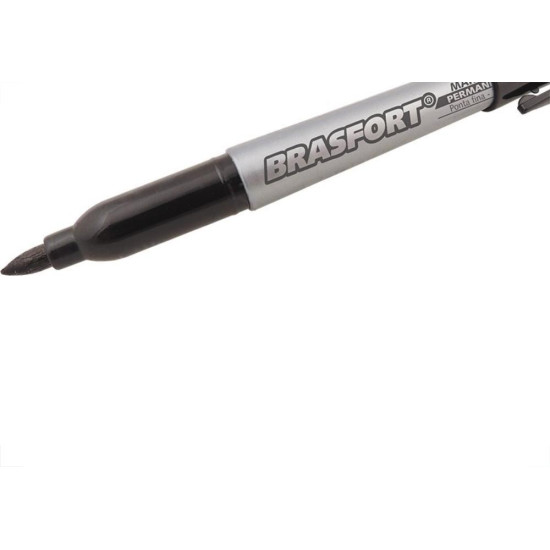 Caneta Marcacao Permanente Brasfort Ponta Fina Preta 7855 - Kit C/12 Caneta Marcacao Permanente Brasfort Ponta Fina Preta 7855 - Kit C/12