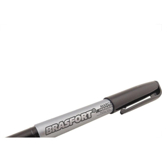 Caneta Marcacao Permanente Brasfort Ponta Fina Preta 7855 - Kit C/12 Caneta Marcacao Permanente Brasfort Ponta Fina Preta 7855 - Kit C/12