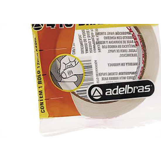 Fita Dupla Face Adelbras De Papel Branca 12 X 30M Flowpack