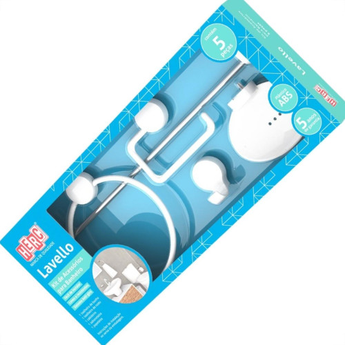 Acessorio Wc Herc Lavello Kit Com 5 Pecas Branco 4090 Acessorio Wc Herc Lavello Kit Com 5 Pecas Branco 4090