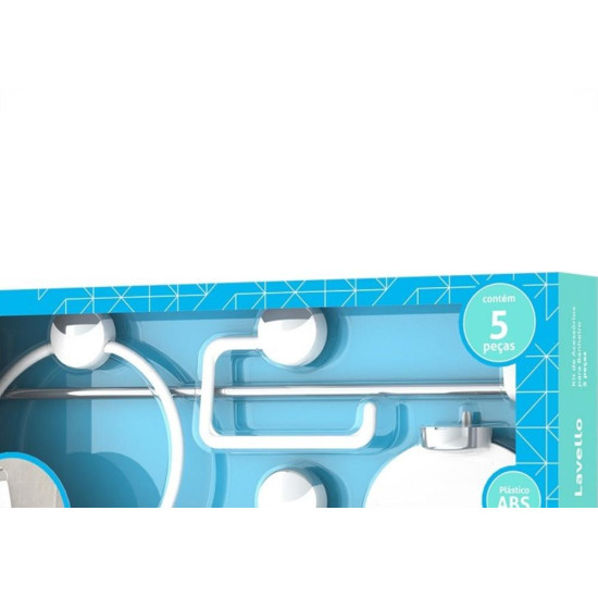 Acessorio Wc Herc Lavello Kit Com 5 Pecas Branco /Cromado 4091