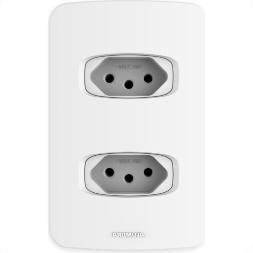 Conjunto Alumbra Gracia 4X2 Branco Com Placa 2 Tomadas 10A 85335
