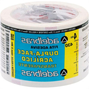 Fita Dupla Face Adelbras Acrilica Transparente 18X 30M - Kit C/4