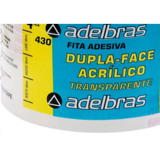 Fita Dupla Face Adelbras Acrilica Transparente 18X 30M - Kit C/4
