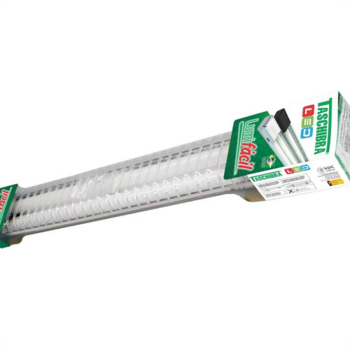 Luminaria Led Aletada Taschibra Tubular 2 X 20,5W Bivolt Branco 130Cm -01 Luminaria Led Aletada Taschibra Tubular 2 X 20,5W Bivolt Branco 130Cm -01