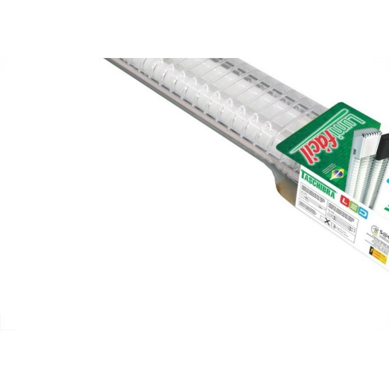 Luminaria Led Aletada Taschibra Tubular 2 X 20,5W Bivolt Branco 130Cm -01 Luminaria Led Aletada Taschibra Tubular 2 X 20,5W Bivolt Branco 130Cm -01
