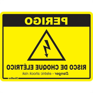 Placa Sinalizacao Poliestireno 15X20 ''Perigo Risco De Choque Eletrico''  220By