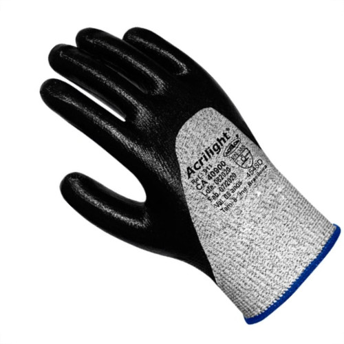 Luva Acrilon Anti-Corte Trico Emborrachada Par Cartela 911Pt Luva Acrilon Anti-Corte Trico Emborrachada Par Cartela 911Pt