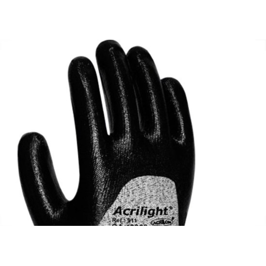 Luva Acrilon Anti-Corte Trico Emborrachada Par Cartela 911Pt Luva Acrilon Anti-Corte Trico Emborrachada Par Cartela 911Pt