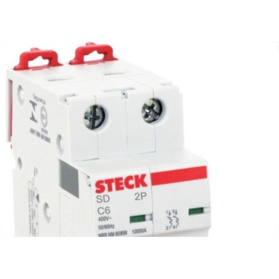 Kit C/2 - Disjuntor Steck Din Bipolar 06A Sdd62C06 Kit C/2 - Disjuntor Steck Din Bipolar 06A Sdd62C06