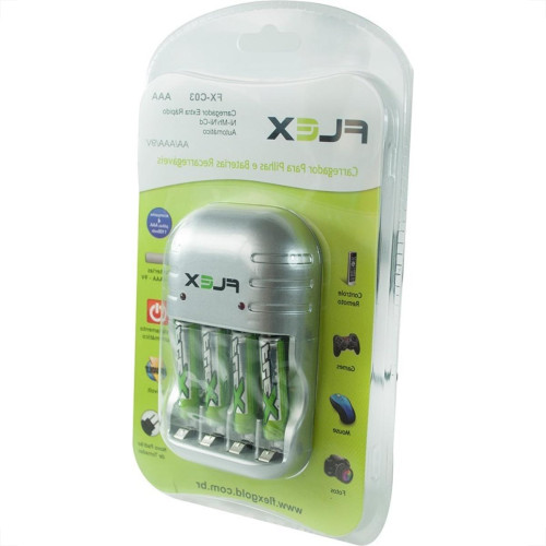 Carregador Flexgold Para Pilha Aaa 1100Ma Com 4 Aaa Fx-C03/Aaa Carregador Flexgold Para Pilha Aaa 1100Ma Com 4 Aaa Fx-C03/Aaa