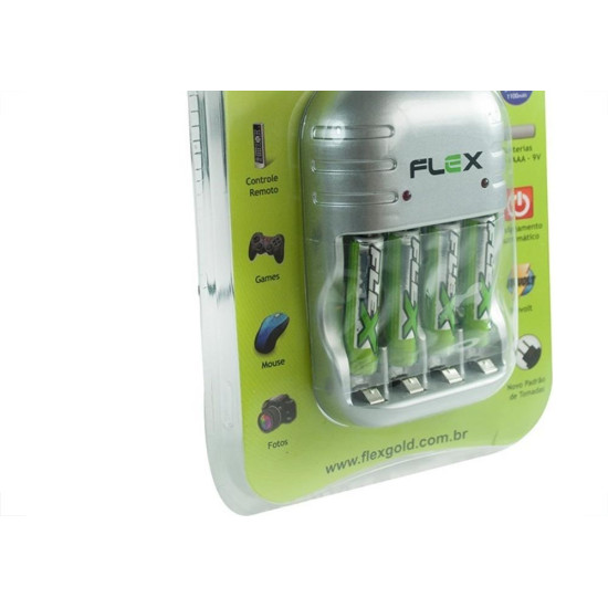 Carregador Flexgold Para Pilha Aaa 1100Ma Com 4 Aaa Fx-C03/Aaa Carregador Flexgold Para Pilha Aaa 1100Ma Com 4 Aaa Fx-C03/Aaa