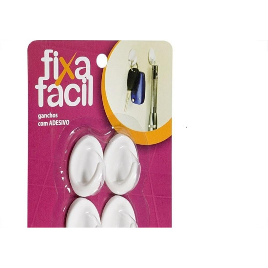 Gancho Adesivo Primafer Branco Plastico 0,5 1Kg 6 Pecas Pequeno 2501