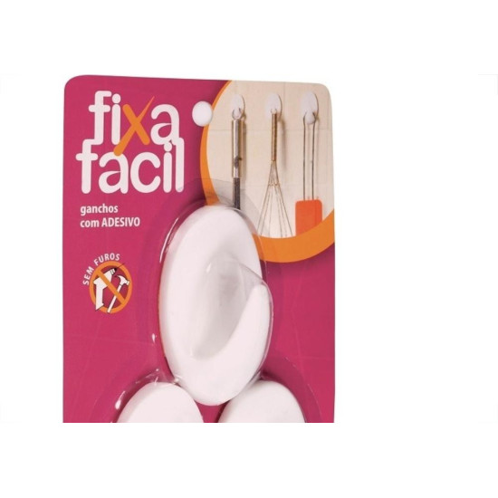 Gancho Adesivo Primafer Branco Plastico 1 1Kg 3 Pecas Medio 2503 Gancho Adesivo Primafer Branco Plastico 1 1Kg 3 Pecas Medio 2503