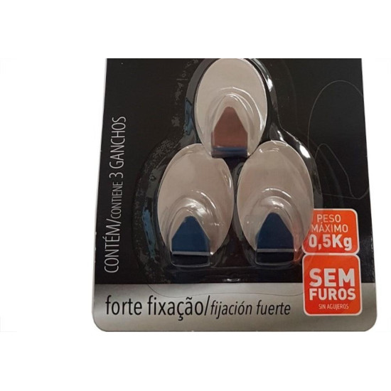 Gancho Adesivo Primafer Branco Inox 0,7 1Kg 3Pecas Pequeno Pr2591 Gancho Adesivo Primafer Branco Inox 0,7 1Kg 3Pecas Pequeno Pr2591