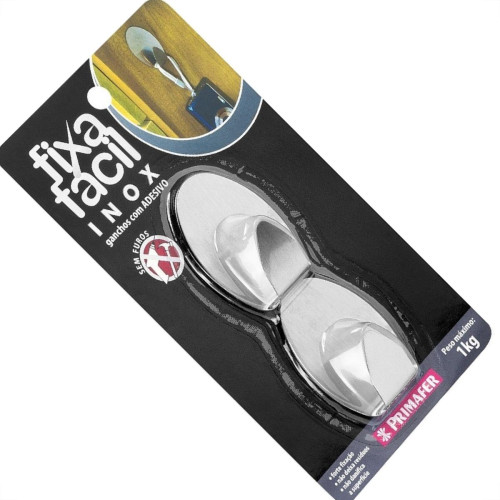 Gancho Adesivo Primafer Branco Inox 1 1Kg 2Pecas Medio Pr2592 Gancho Adesivo Primafer Branco Inox 1 1Kg 2Pecas Medio Pr2592