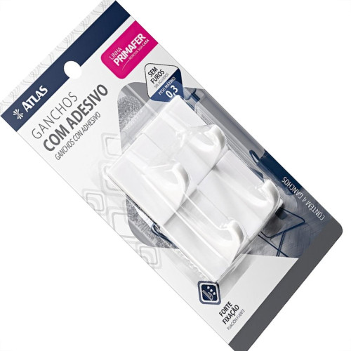 Gancho Adesivo Primafer Branco Plastico 0,3 1Kg 4Pecas Pequeno Pr2508 Gancho Adesivo Primafer Branco Plastico 0,3 1Kg 4Pecas Pequeno Pr2508
