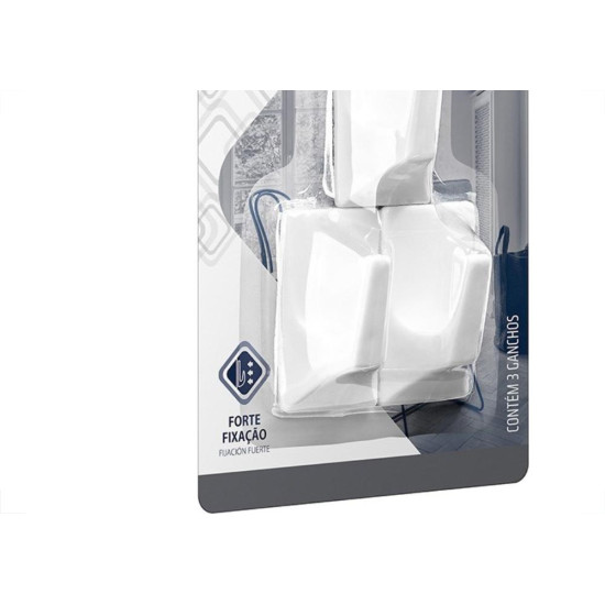 Gancho Adesivo Primafer Branco Plastico 0,5 1Kg 3Pecas Medio Pr2509 Gancho Adesivo Primafer Branco Plastico 0,5 1Kg 3Pecas Medio Pr2509