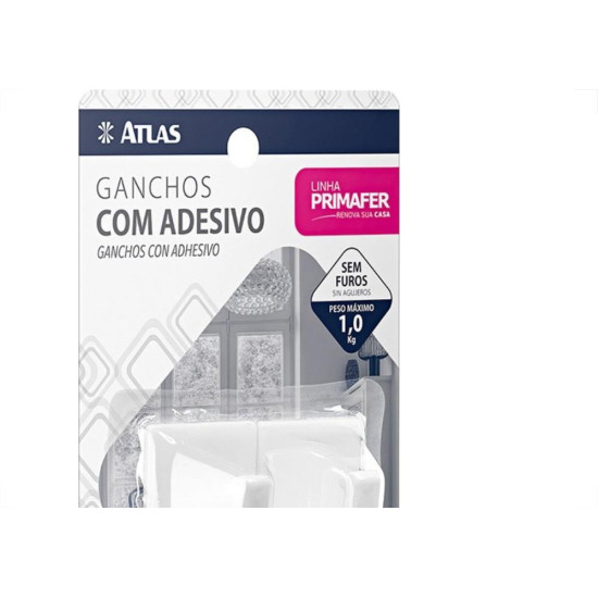 Gancho Adesivo Primafer Branco Plastico 0,1 1Kg 2Pecas Grande Pr2510 Gancho Adesivo Primafer Branco Plastico 0,1 1Kg 2Pecas Grande Pr2510