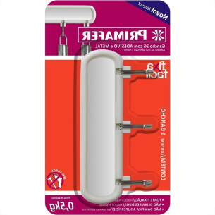 Gancho Adesivo Primafer Branco Plastico/Metal 0,3 1Kg 1 Peca Com 3 Ganchos Pr2563