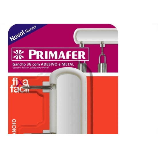 Gancho Adesivo Primafer Branco Plastico/Metal 0,3 1Kg 1 Peca Com 3 Ganchos Pr2563 Gancho Adesivo Primafer Branco Plastico/Metal 0,3 1Kg 1 Peca Com 3 Ganchos Pr2563