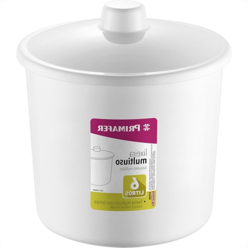 Lixeira Primafer Plastico 6 Litros Branca Com Tampa 1014-2 Lixeira Primafer Plastico 6 Litros Branca Com Tampa 1014-2