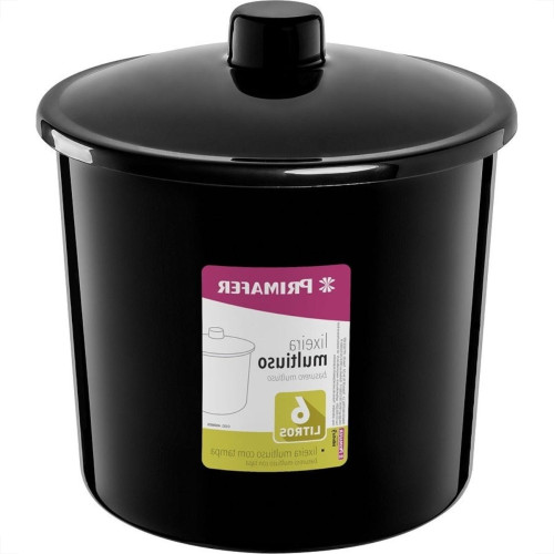 Lixeira Primafer Plastico 6 Litros Preta Com Tampa Pr1014-8 Lixeira Primafer Plastico 6 Litros Preta Com Tampa Pr1014-8