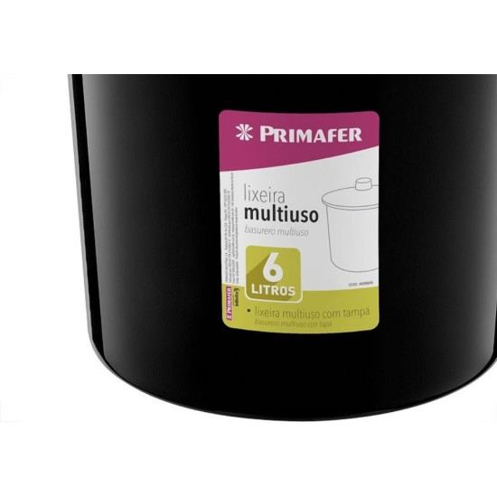 Lixeira Primafer Plastico 6 Litros Preta Com Tampa Pr1014-8 Lixeira Primafer Plastico 6 Litros Preta Com Tampa Pr1014-8